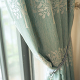 玉树简约现代美式田园加厚提花客厅卧室飘窗遮光窗帘布成品定制