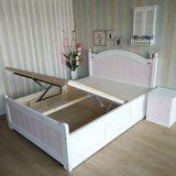 实木床高箱床1.2米1.35米白色床单人床储物床1.5儿童床松木1米床