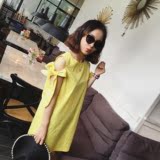 【TWIN-MOD】独家 韩国绑带蝴蝶结长款衬衫 露肩甜美淡黄色连衣裙