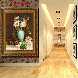 古典花卉欧式手绘工客厅装饰玄关走廊餐厅卧室挂壁花卉开富贵油画