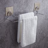 浴室毛巾架不锈钢304免打孔双杆卫生间挂毛巾架2层吸盘免钉吸壁式