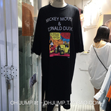 2016夏韩国新款MT宽松修身显瘦字母米奇短袖t恤女中长款连衣裙