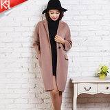 客供面料韩国原单秋冬季女装手工双面羊绒大衣中长款羊毛呢子外套