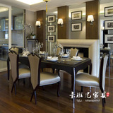 样板房餐桌椅 别墅餐厅家具 新古典餐桌椅组合 后现代长方形餐桌
