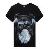 金属帝国夏季短袖T恤男士圆领半袖体恤3D个性印花动物图案打底衫