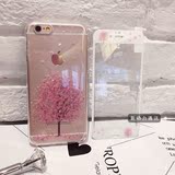 樱花猫咪苹果6s手机壳+钢化彩膜iPhone6/plus透明创意防摔保护套