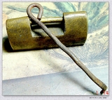 【收藏品】清代素面广式老铜锁厚重原配钥匙开启自如特价结缘