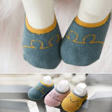 韩国新款秋冬季加厚毛巾儿童袜婴儿宝宝防滑袜子地板毛圈船袜