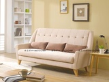 美式实木原木沙发日式韩式小沙发麻布双人沙发小户型客厅布艺沙发