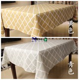 清新棉麻桌布家用茶几布格子长方形素色圆形台布简约宜家韩式布艺