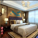 新中式床样板房间简约现代实木双人床婚床别墅酒店售楼处家具定制