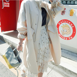 2016初秋装女装新款韩版中长款韩国米白色宽松风衣学生外套长袖
