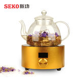 新功Q6家用圆形电陶炉茶炉煮茶器配玻璃烧水壶茶道功夫茶泡茶套装
