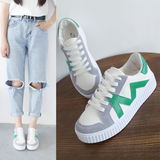2016新款白色厚底帆布鞋女韩版休闲鞋平底平跟板鞋女学生低帮系带
