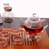 Vainas耐热玻璃花茶壶煮泡新鲜水果茶茶具整套装蜡烛可加热透明