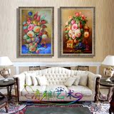 双联欧式古典静物花卉油画客厅餐厅卧室玄关沙发背景墙挂画装饰画
