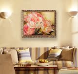 纯手绘写实牡丹油画花卉  餐厅客厅现代卧室youhua无框油画