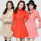 2015秋冬装新款韩版修身显瘦女装 毛呢外套女中长款羊绒呢子大衣