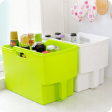 日本进口塑料收纳筐厨房橱柜收纳盒水果蔬菜整理筐桌面杂物置物篮