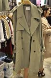 韩国代购2016秋装新品宽松大码BF版双排扣女士中长款风衣外套 潮