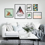 北欧创意组合画现代简约客厅装饰画卧室抽象挂画沙发背景照片墙画