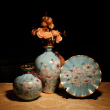 欧式创意陶瓷花瓶三件套插花大装饰品酒柜玄关客厅电视柜美式摆件