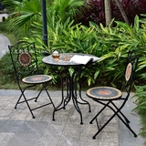 铁艺阳台桌椅组合马赛克三五件套装欧式田园休闲露台庭院户外桌椅