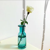 清新简约透明蓝色玻璃花瓶美式乡村插花瓶水培植物瓶玻璃瓶子