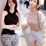 2016夏韩国无袖背心性感挂脖修身T恤 夜店小衫露肩针织打底上衣女