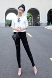 2016夏季新款韩版女装修身显瘦膝盖破洞弹力黑色修身休闲打底裤