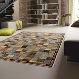 纯羊毛剪花客厅茶几地毯家用房间卧室北欧简约格子几何图案地毯