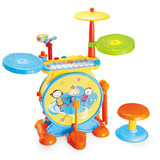 宝丽儿童架子鼓电子琴带麦克风组合乐器宝宝爵士鼓音乐玩具礼物