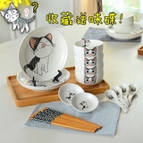 14头韩式日式卡通陶瓷餐具微波创意儿童盘子家用碗碟骨瓷可爱套装