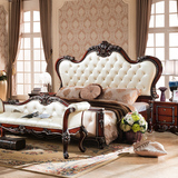 欧式新古典床 美式乡村双人床 法式家具婚床橡木实木床 1.8米