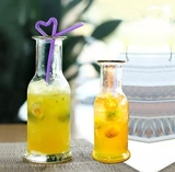 透明果汁杯玻璃饮料瓶柠檬杯奶茶瓶创意木塞瓶子奶茶杯玻璃杯批发