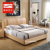 定制欧式床2米2.2米大床双人床1.8米婚床现代实木真皮床软床2.4米