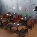 咖啡厅西餐厅桌椅组合奶茶店甜品店桌小吃店快餐店饭店餐桌椅组合