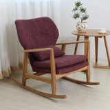 北欧风格 白橡木原木沙发椅 单人实木沙发摇椅 躺椅