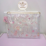Followstore日本蕾絲兔子圖案透明化妝包收納包筆袋收納袋