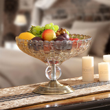 欧式果盘高档水晶玻璃水果盘带底座 创意样板间餐桌装饰品摆件
