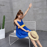 夏季新款2016韩版宽松显瘦吊带V领蕾丝连衣裙高腰无袖打底裙短裙