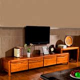现代中式全实木伸缩电视柜客厅金丝楠木色组合电视机柜长地柜矮柜