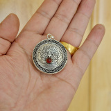 护身符 尼泊尔藏银大鹏金翅鸟嘎乌盒 噶乌盒 尕屋盒 直径3.9厘米
