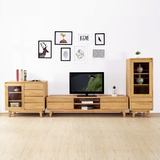 电视柜组合 高柜中柜低柜纯实木电视柜组合北欧日式家具