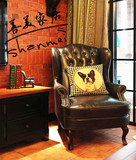 老虎椅真皮单人沙发美式欧式高背椅咖啡厅老虎椅客厅书房卧室混搭