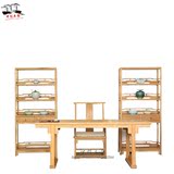 新中式免漆书桌办公桌写字台平头条案画案老榆木禅意茶桌实木家具
