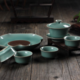 龙泉青瓷精品功夫茶具盖碗整套装三才盖碗壶承陶瓷办公室泡茶茶具