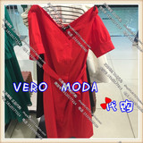 Vero Moda夏季新款31627B007 077单排扣鲜红色连衣裙31627B007077