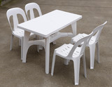户外塑料桌椅/大排档烧烤餐桌椅/休闲白色夜宵沙滩长方桌椅伞组合