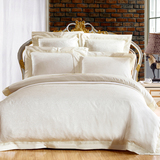 欧式床上用品纯棉简约4/6件套白色纯色提花春夏季床品四/六件套